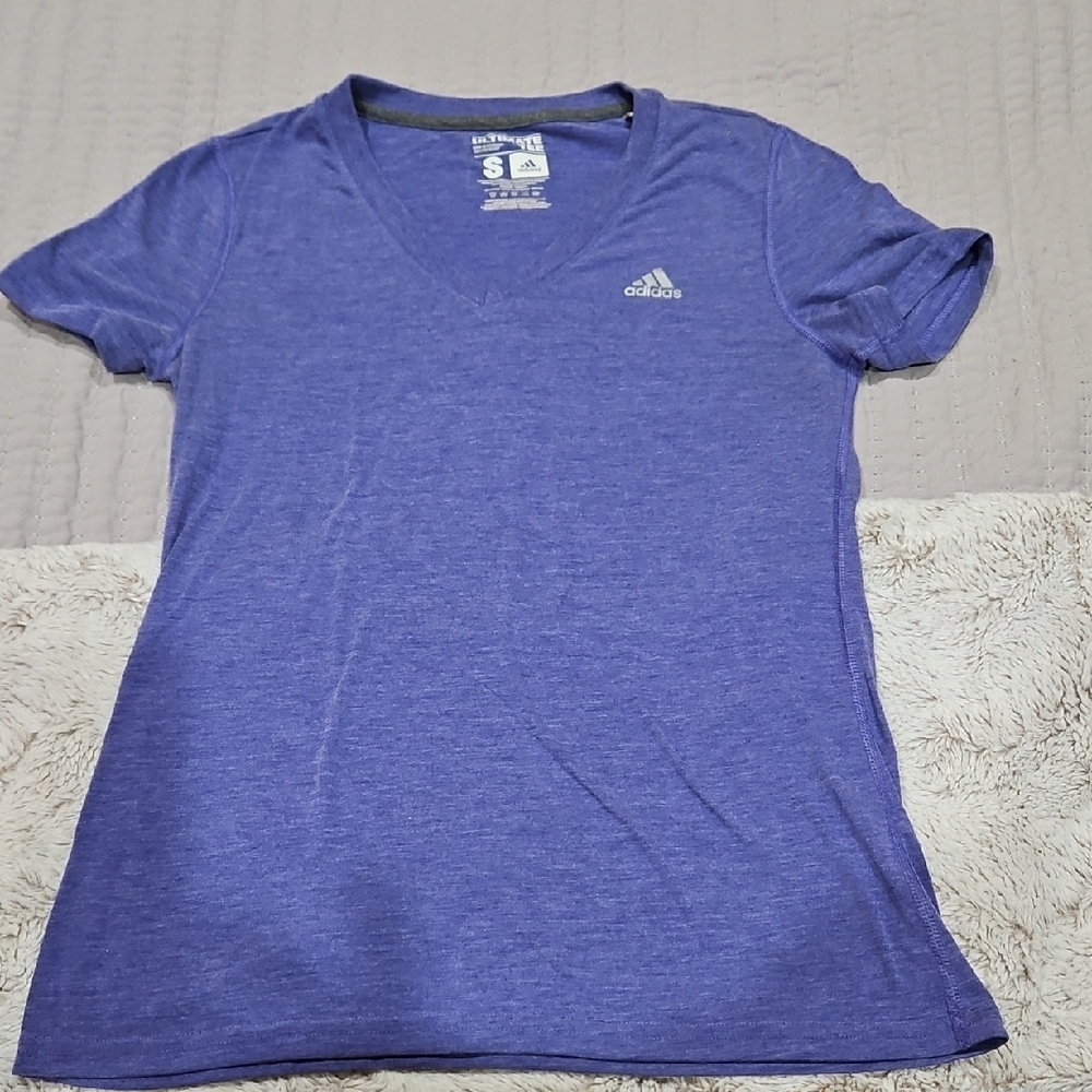 adidas Purple Heather V-Neck Performance Tee
